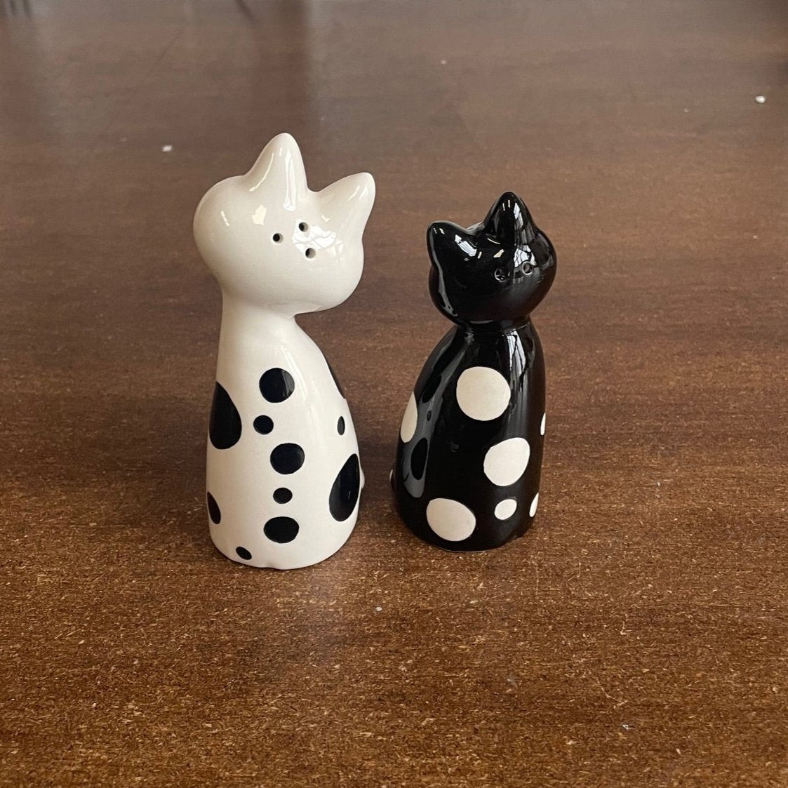 Ceramic Cat Salt & Pepper Pots Black & White Cats Fair Trade