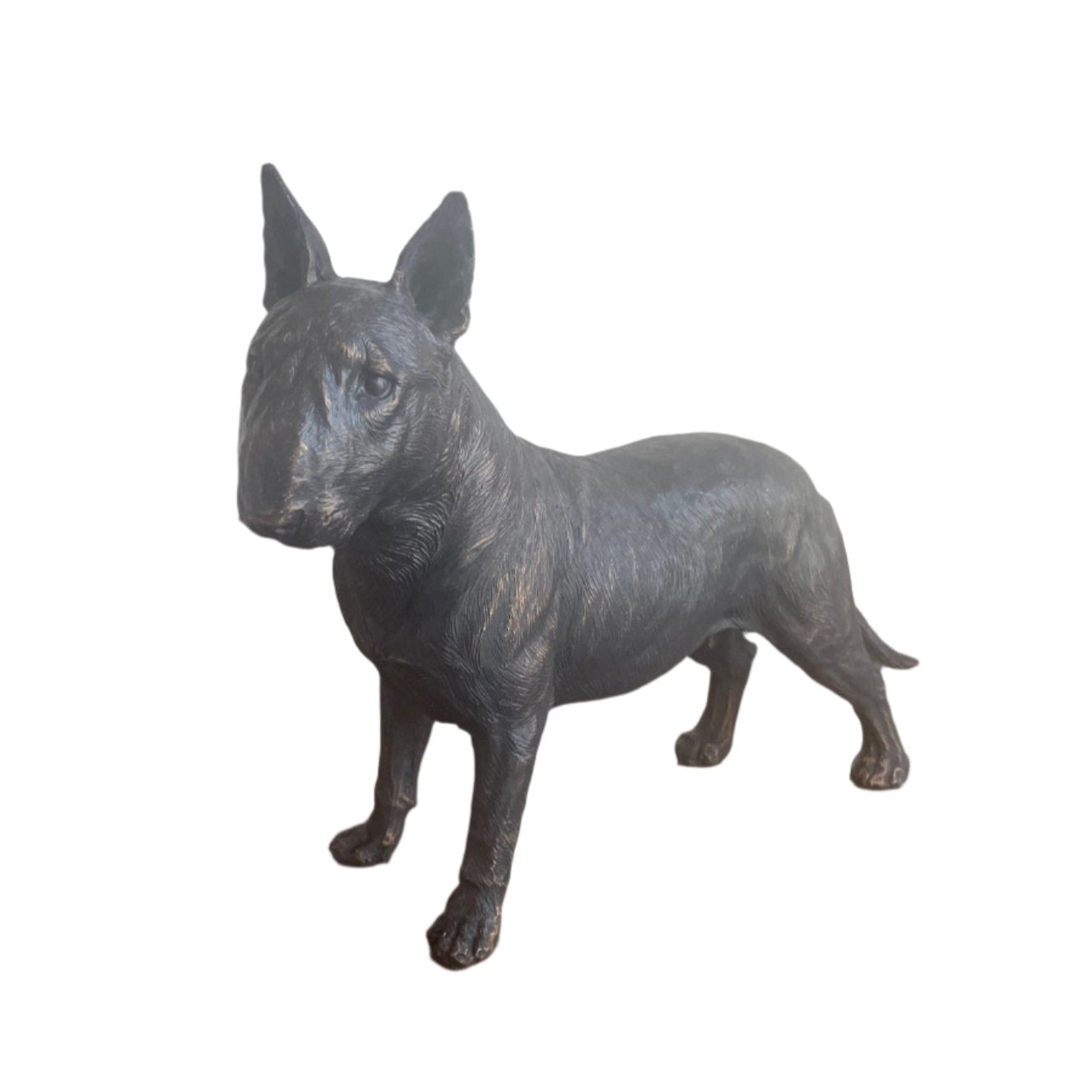 Bull Terrier Dog Painted Bronze Resin Sculpture