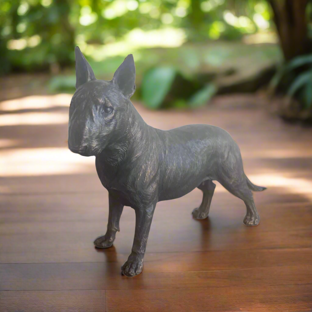 Bull Terrier Dog Painted Bronze Resin Sculpture