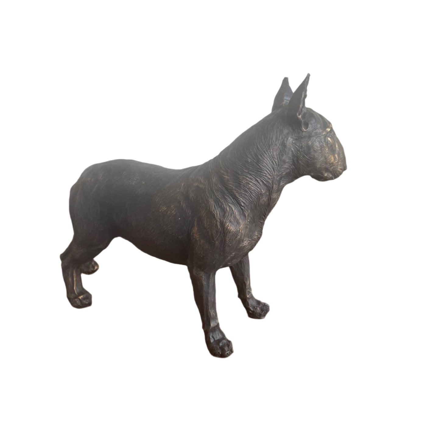 Bull Terrier Dog Painted Bronze Resin Sculpture