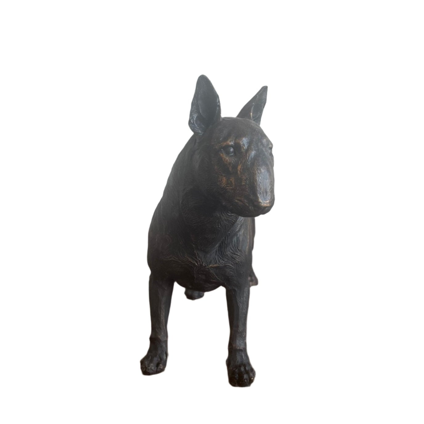 Bull Terrier Dog Painted Bronze Resin Sculpture