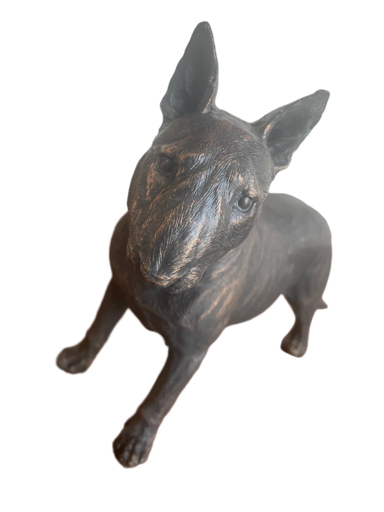 Bull Terrier Dog Painted Bronze Resin Sculpture