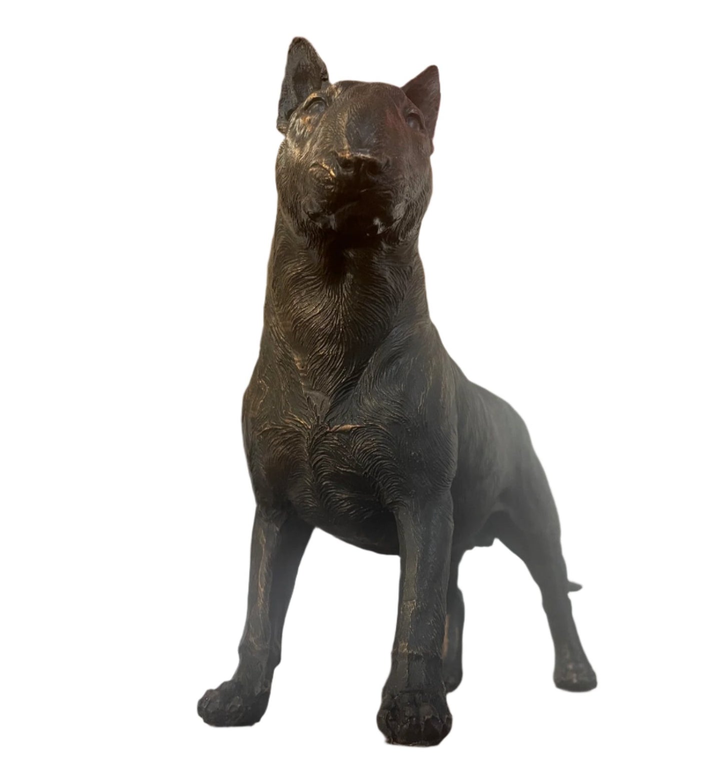 Bull Terrier Dog Painted Bronze Resin Sculpture