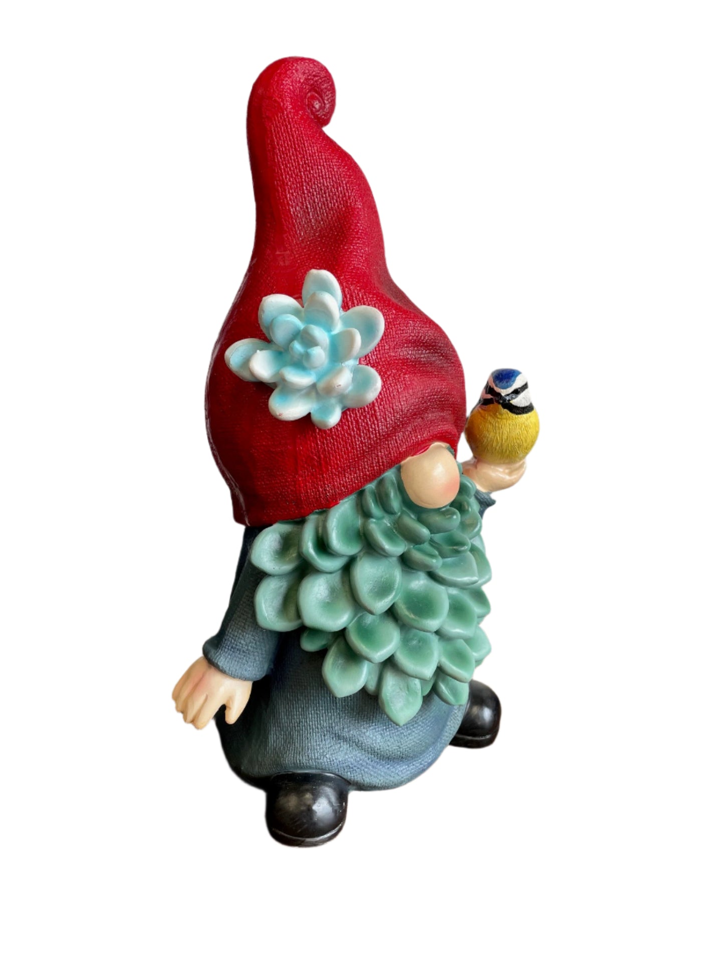 Garden Gonk Figure Red Hat With Blue Tit Bird - Present Days