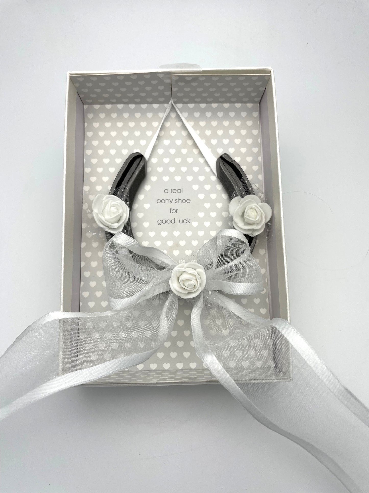 Wedding Good Luck Gift Lucky Real Pony Horseshoe White Roses