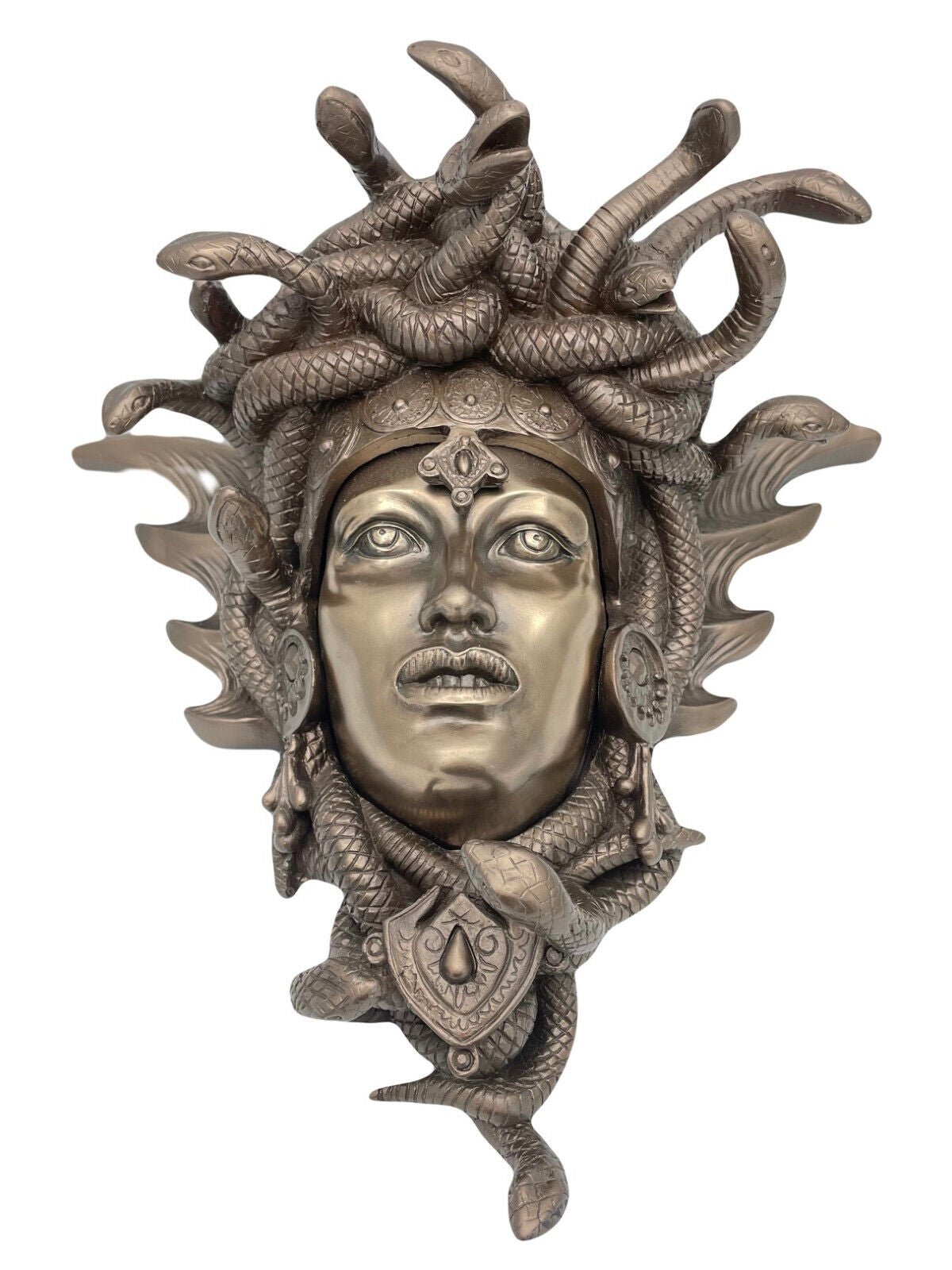 Medusa Head Wall Plaque Sculpture In Cold Cast Bronze