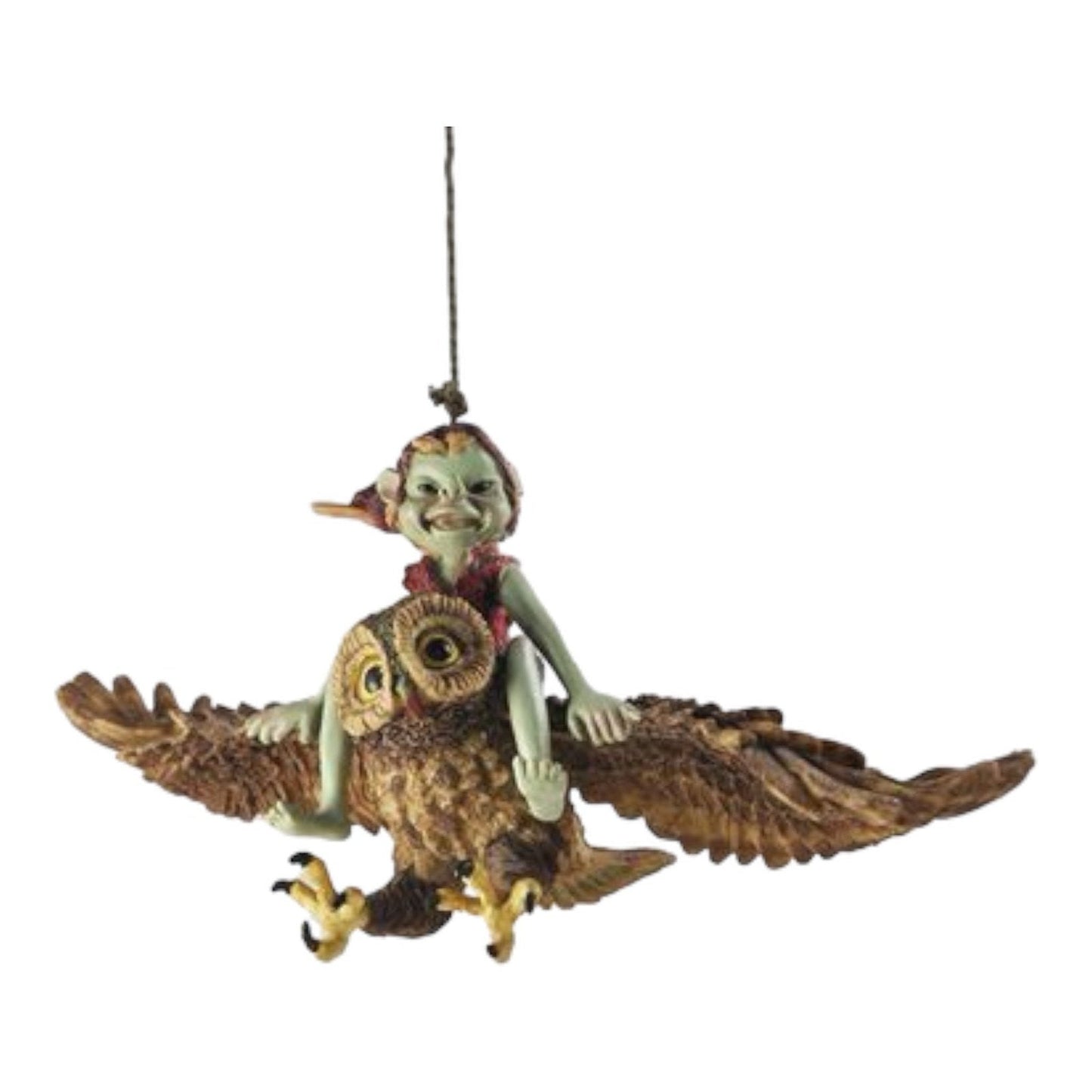 Pixie Riding Owl Hanging Garden Home Decor Figurine