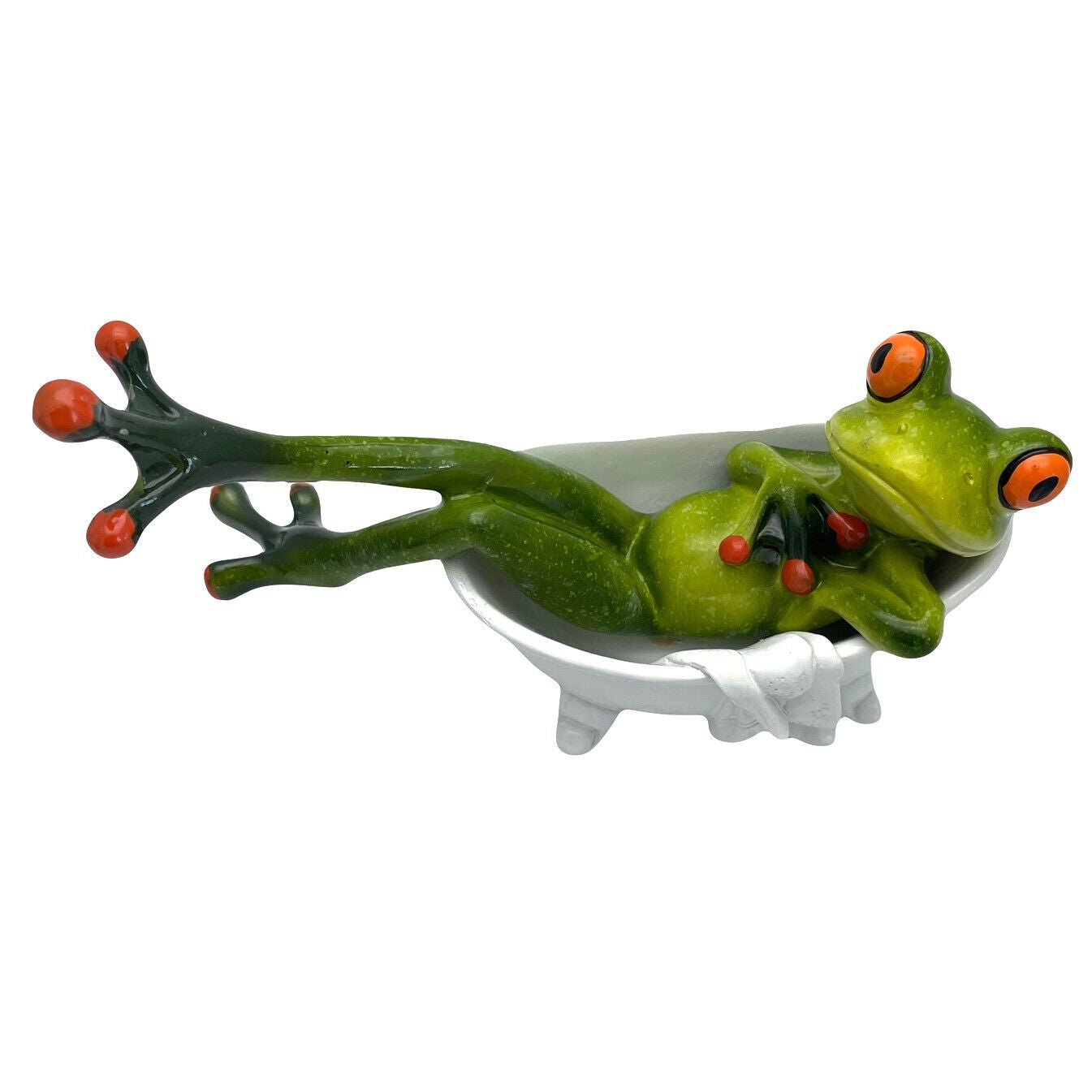 Comical Frogs In Bath Tub Small Resin Figurine