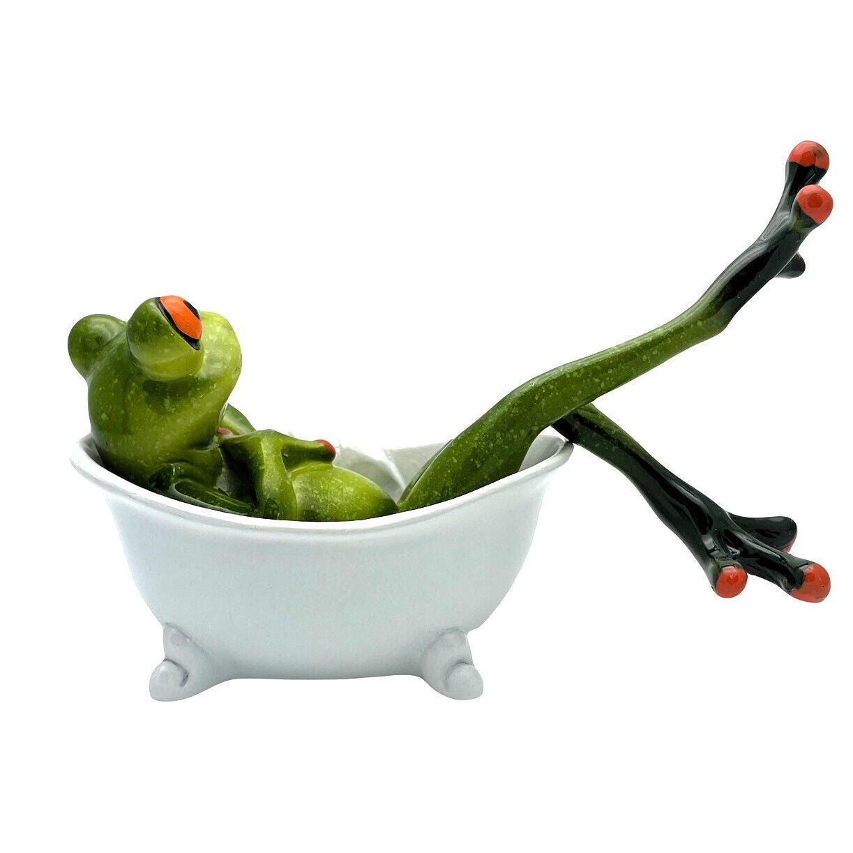 Comical Frogs In Bath Tub Small Resin Figurine
