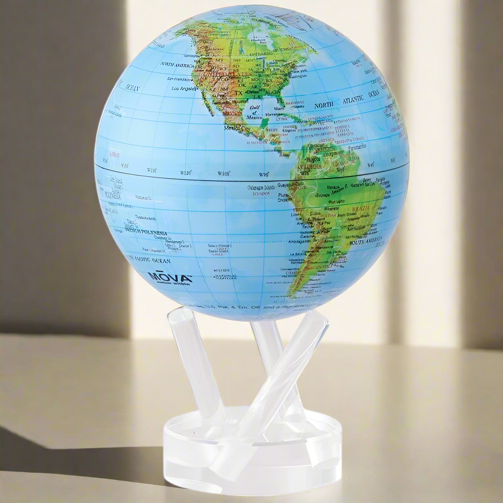 MOVA Blue with Relief Map 4.5" Globe - Present Days