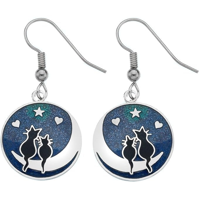 Sea Gems Cat & Moon Earrings - Present Days