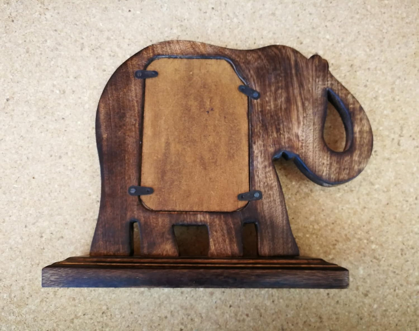 Elephant Shape Mango Wood Free-Standing Photo Frame Hand-carved & Fairtrade