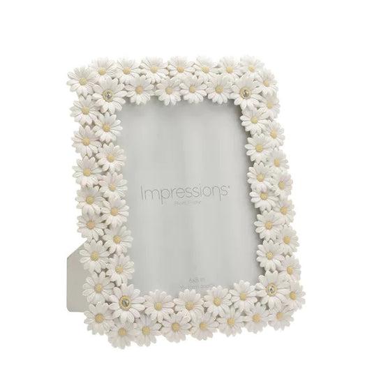 White Floral Daisy Photo Frame With Crystal Detail 6x8