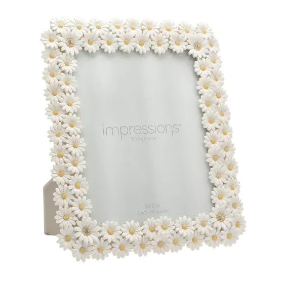 White Floral Daisy Photo Frame With Crystal Detail 8x10