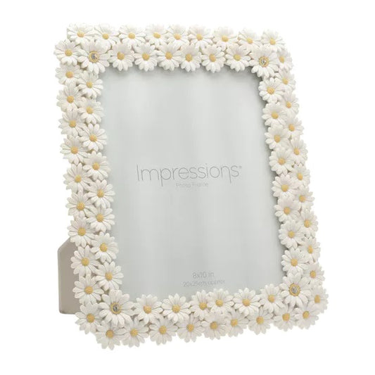White Floral Daisy Photo Frame With Crystal Detail 8x10