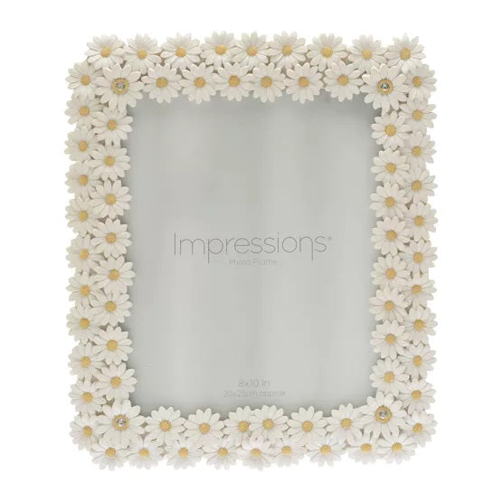 White Floral Daisy Photo Frame With Crystal Detail 8x10