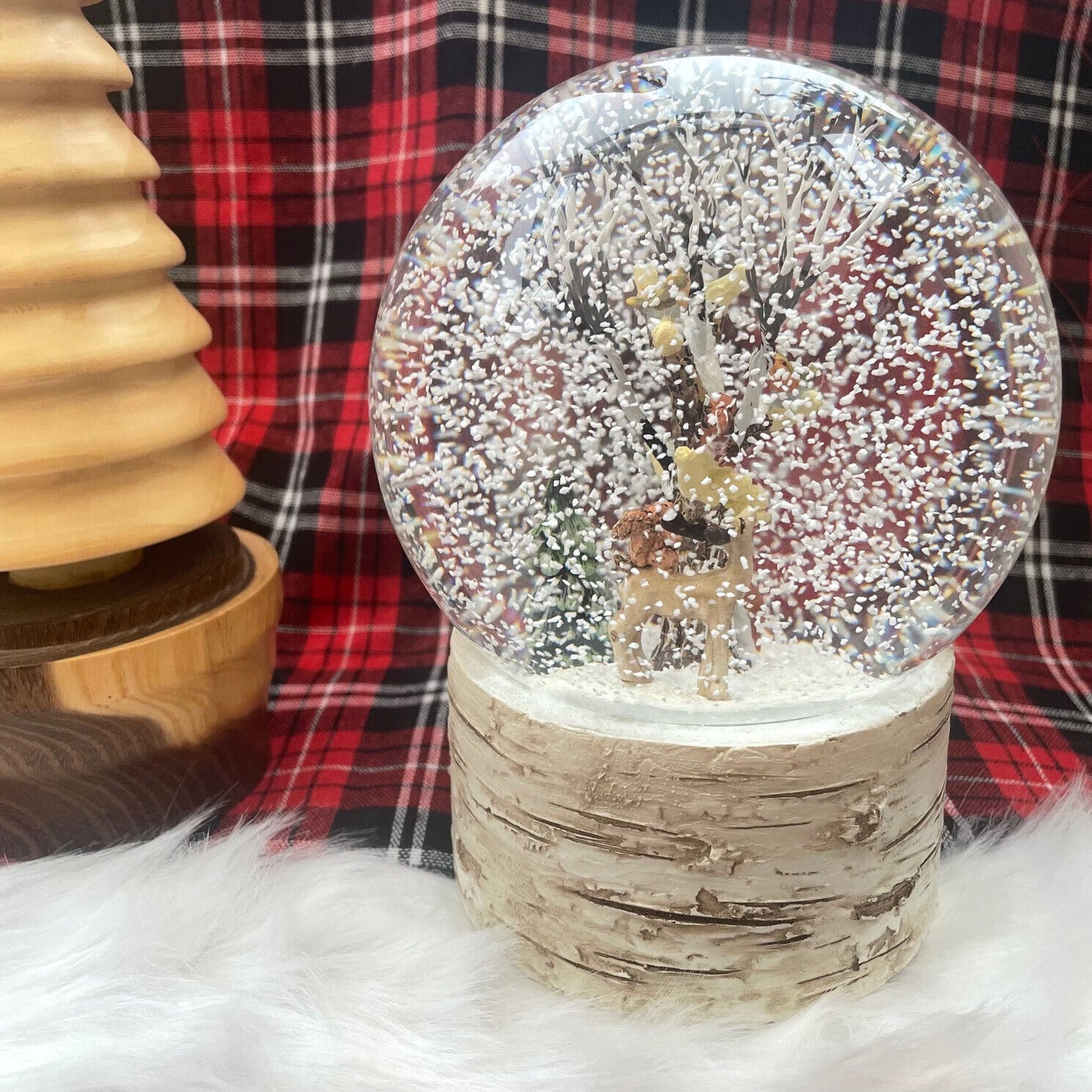 Woodland Animal Scene Musical Snow Globe Plays Jingle Bells