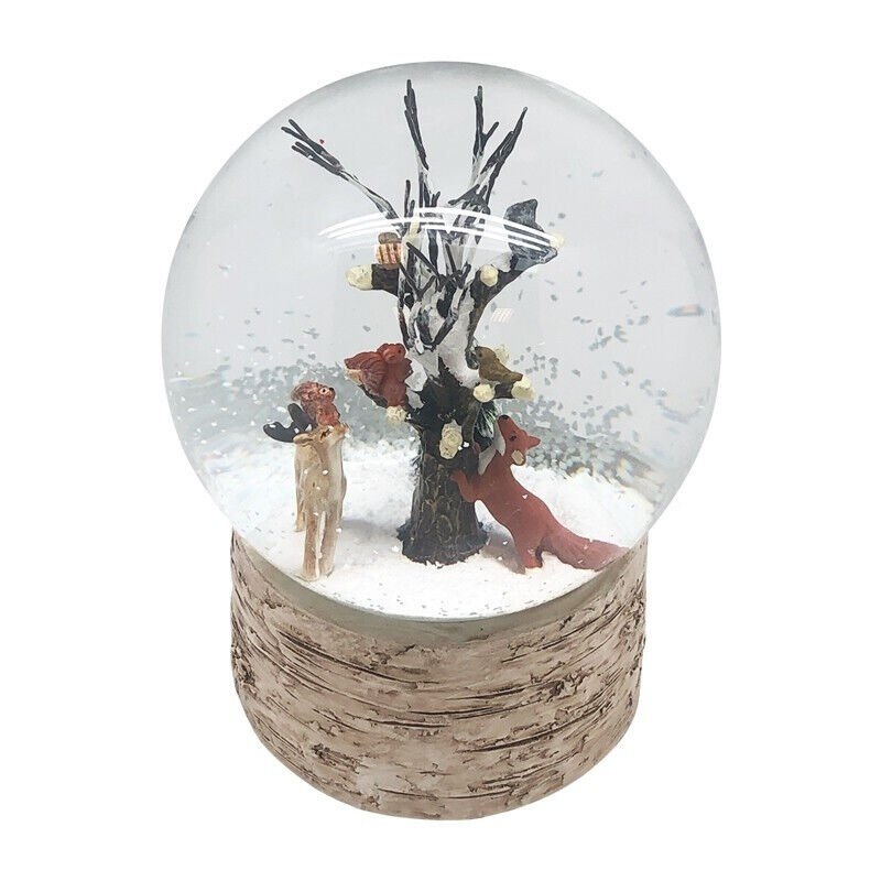 Woodland Animal Scene Musical Snow Globe Plays Jingle Bells