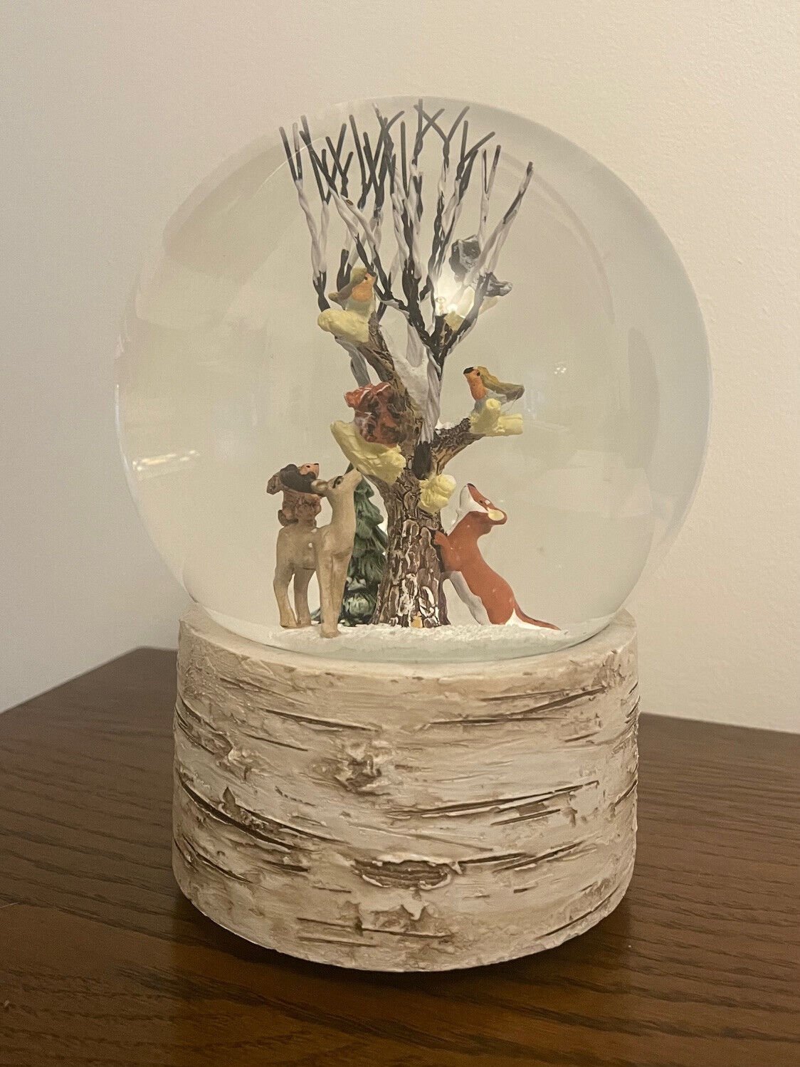 Woodland Animal Scene Musical Snow Globe Plays Jingle Bells