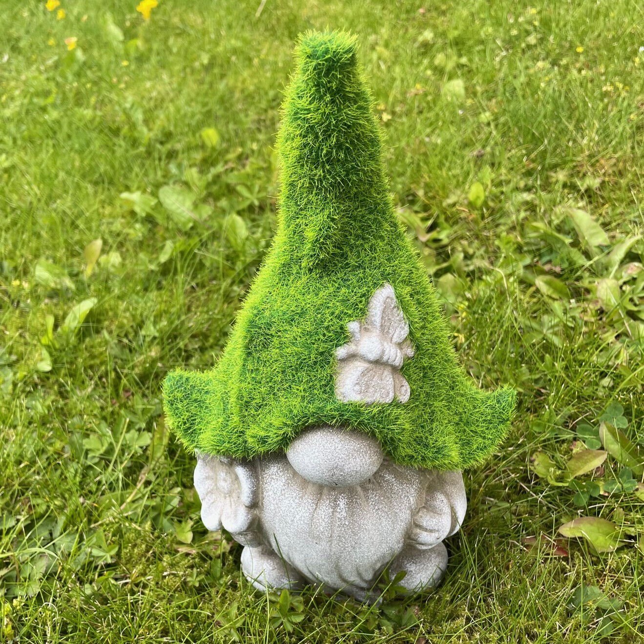 Gonk With Grassy Butterfly Hat Garden Gnome