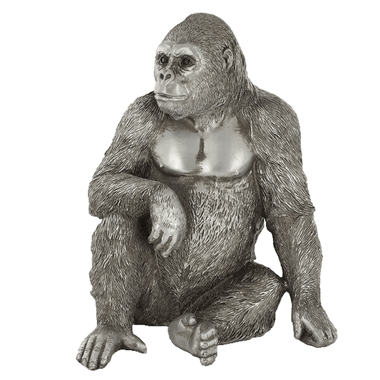 Sitting Gorilla Antique Silver Finish Ornament