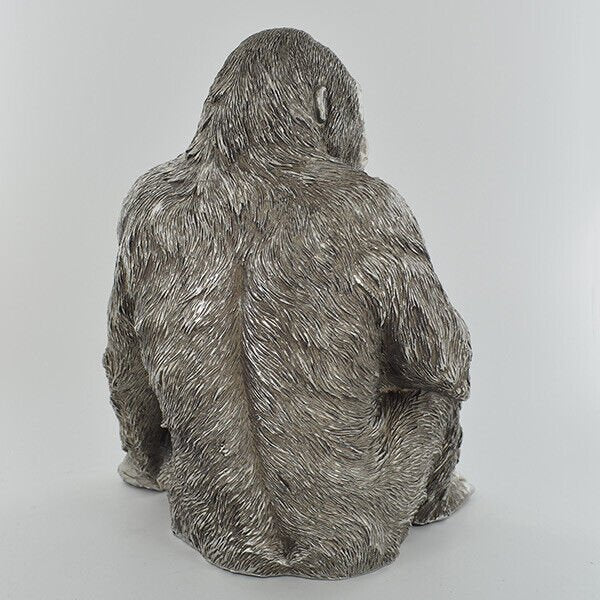 Sitting Gorilla Antique Silver Finish Ornament