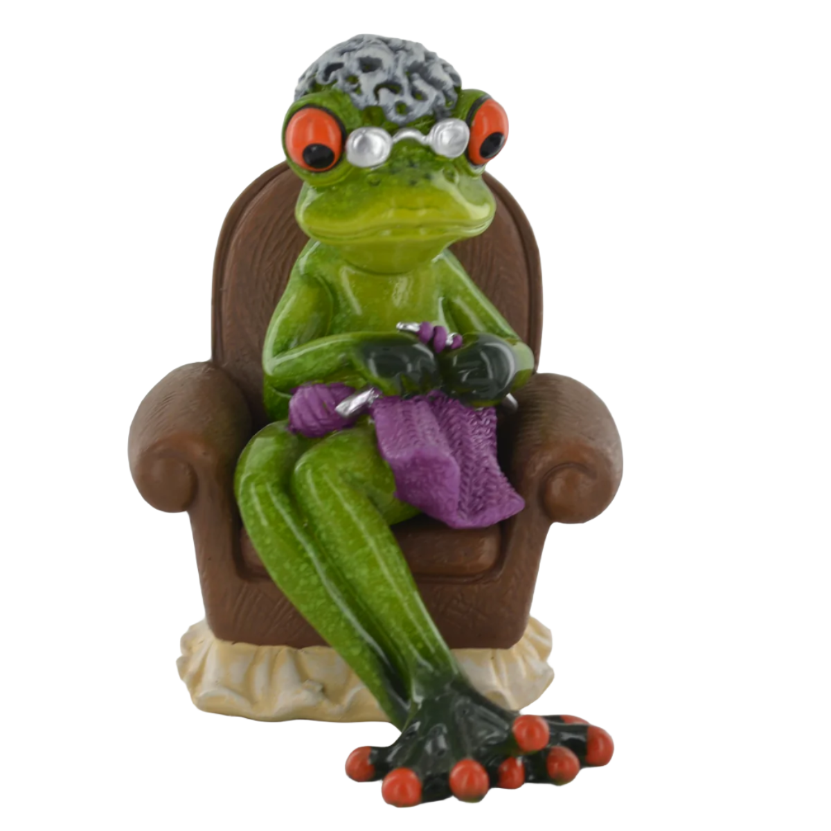 Comical Frog Granny Small Resin Figurine Novelty Home Decor