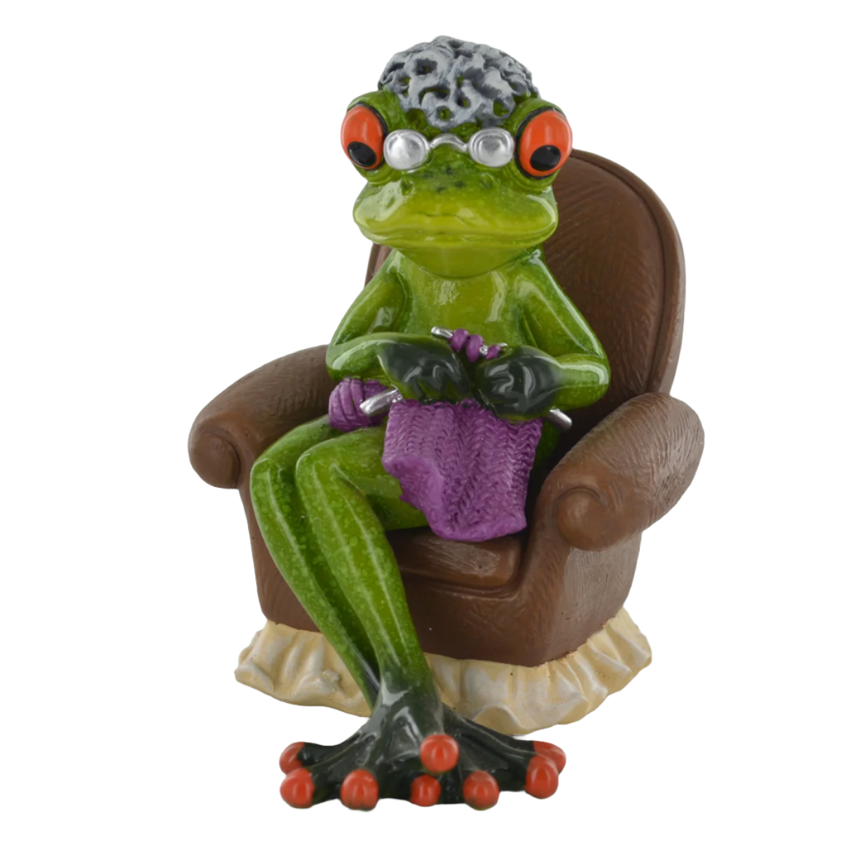 Comical Frog Granny Small Resin Figurine Novelty Home Decor