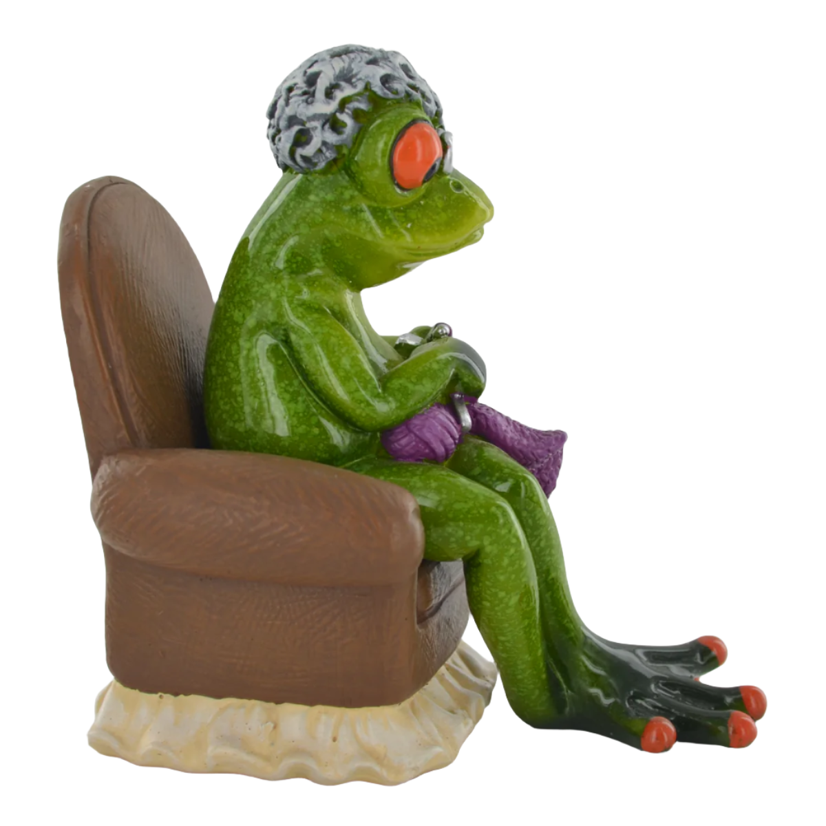 Comical Frog Granny Small Resin Figurine Novelty Home Decor