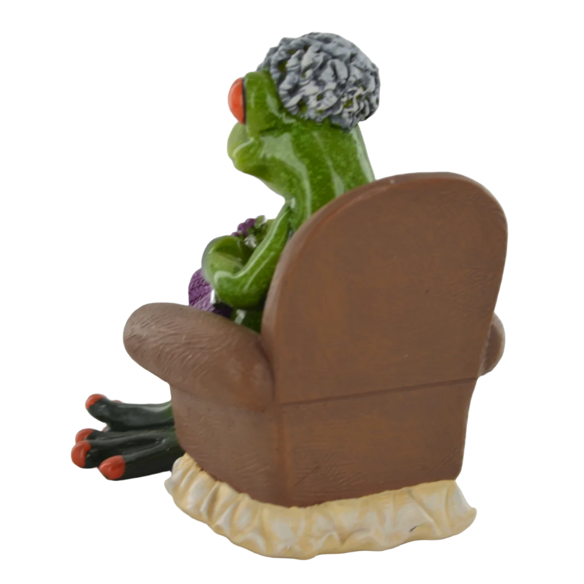 Comical Frog Granny Small Resin Figurine Novelty Home Decor