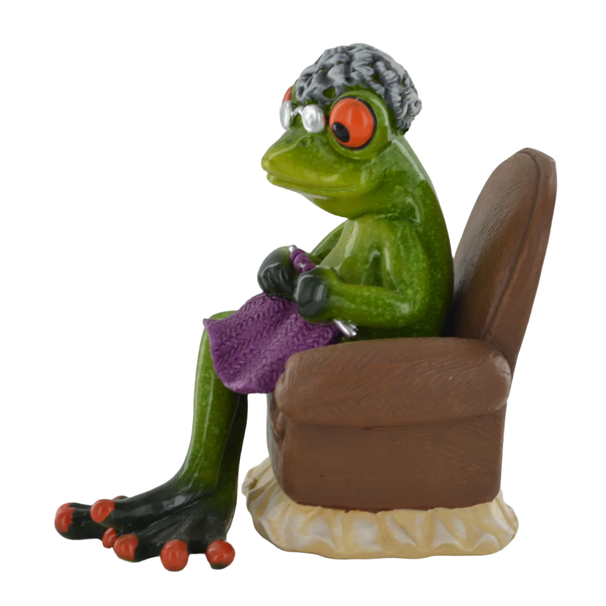 Comical Frog Granny Small Resin Figurine Novelty Home Decor