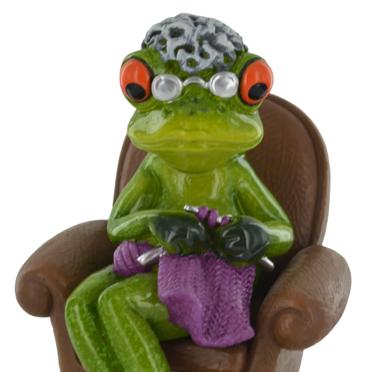 Comical Frog Granny Small Resin Figurine Novelty Home Decor