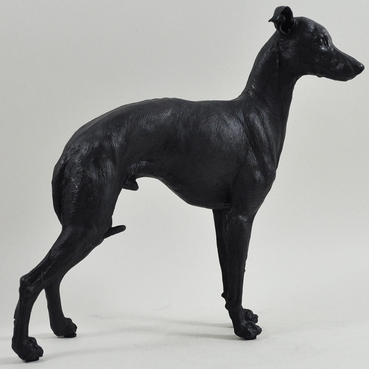 Greyhound Dog Painted Bronze Resin Sculpture Standing - Present Days