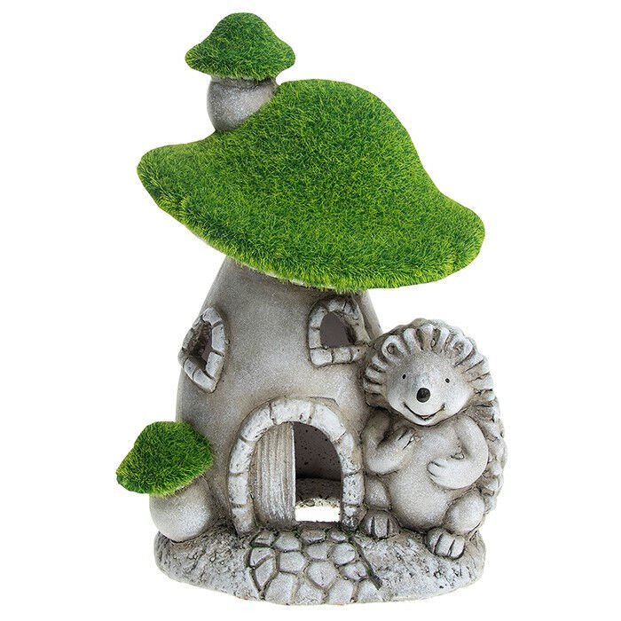 Hedgehog Toadstool House Figure With Grassy Roof