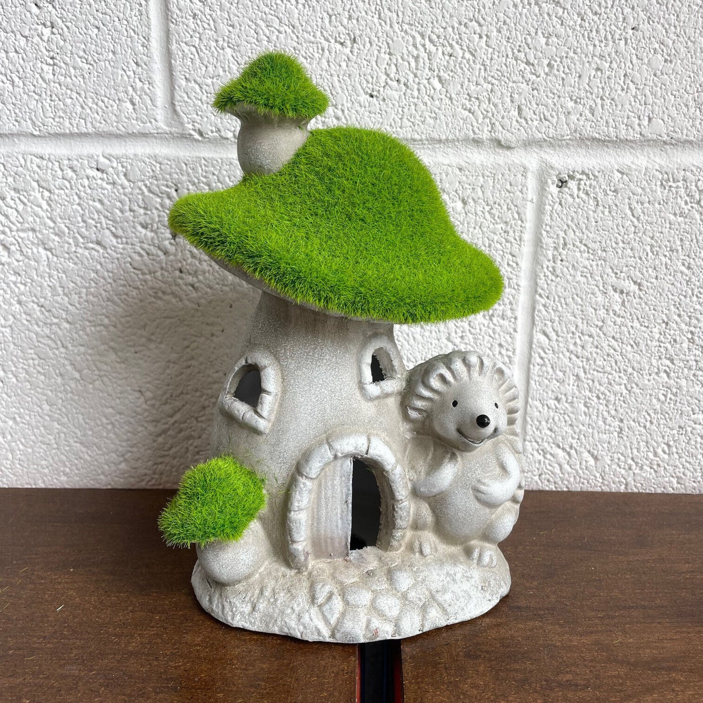 Hedgehog Toadstool House Figure With Grassy Roof - Present Days