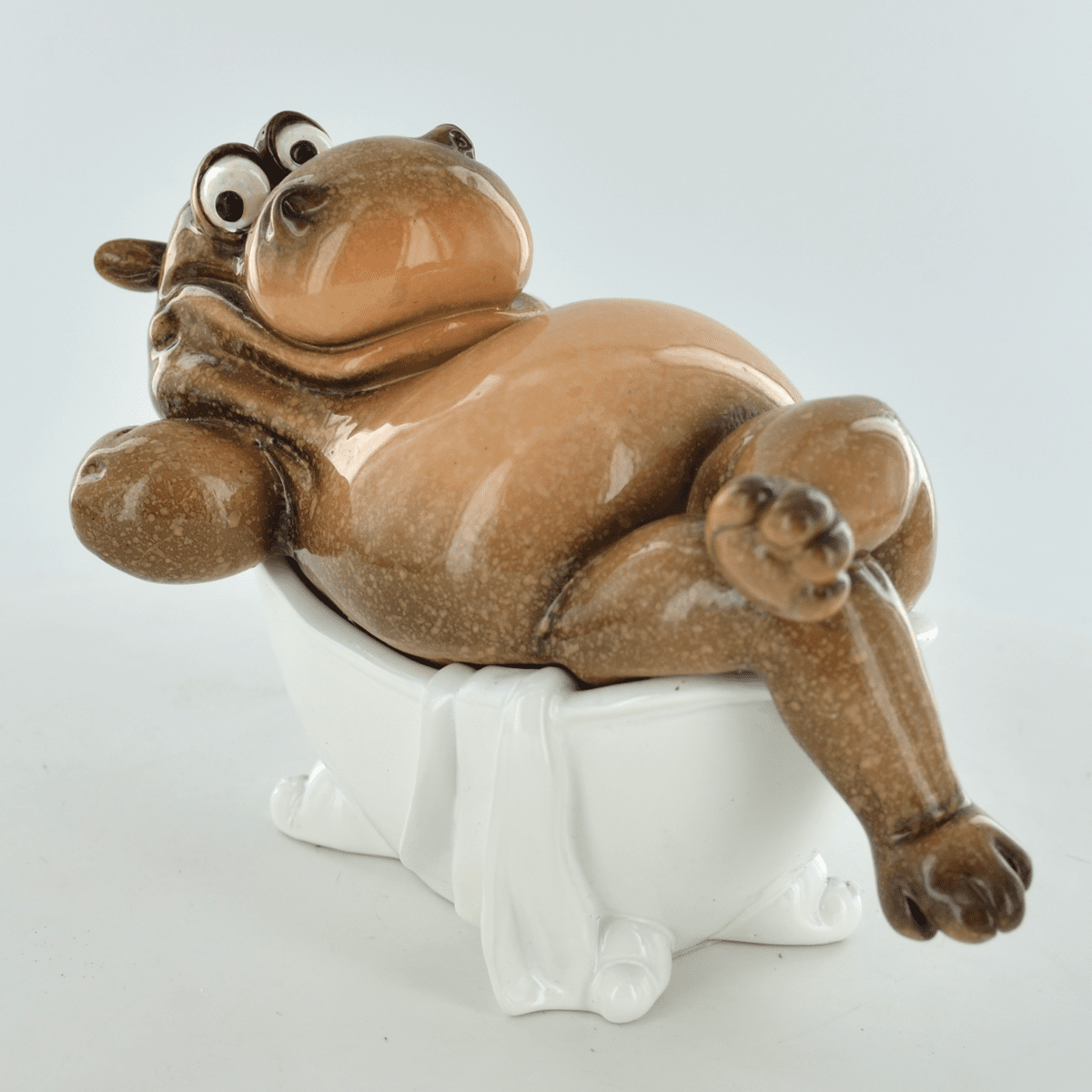 Comical Hippo In The Bath Novelty Resin Figure