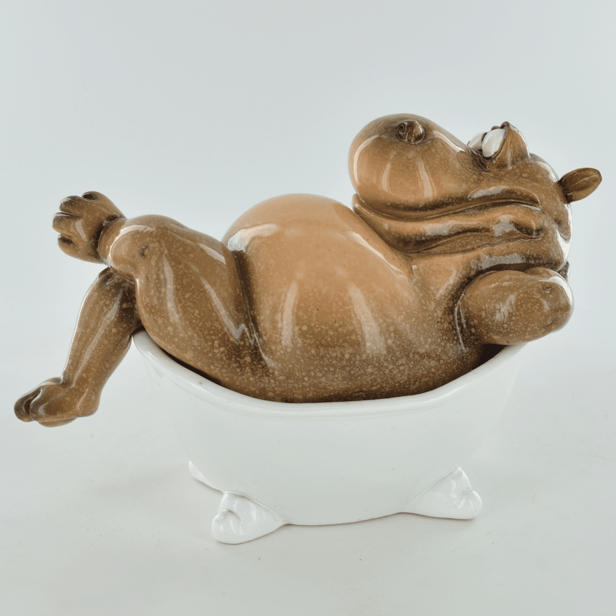 Comical Hippo In The Bath Novelty Resin Figure