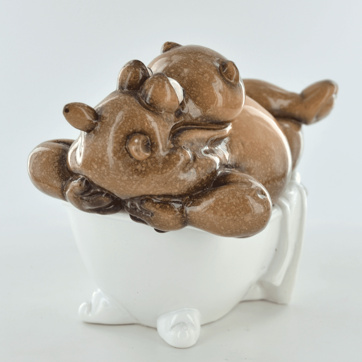 Comical Hippo In The Bath Novelty Resin Figure