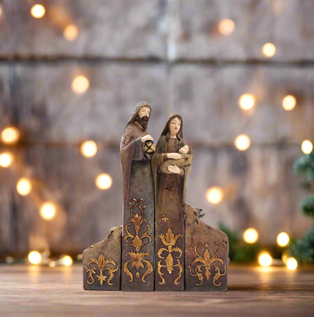 Christmas Decoration Nativity Set - Mary, Joseph, Jesus, Cow & Sheep