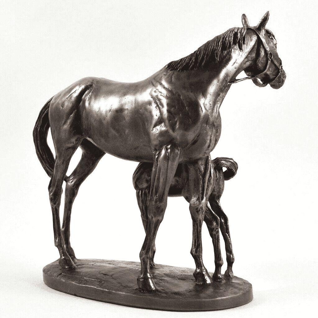 Mare & Foal Horse Figure By David Geenty Signed Cold Cast Bronze