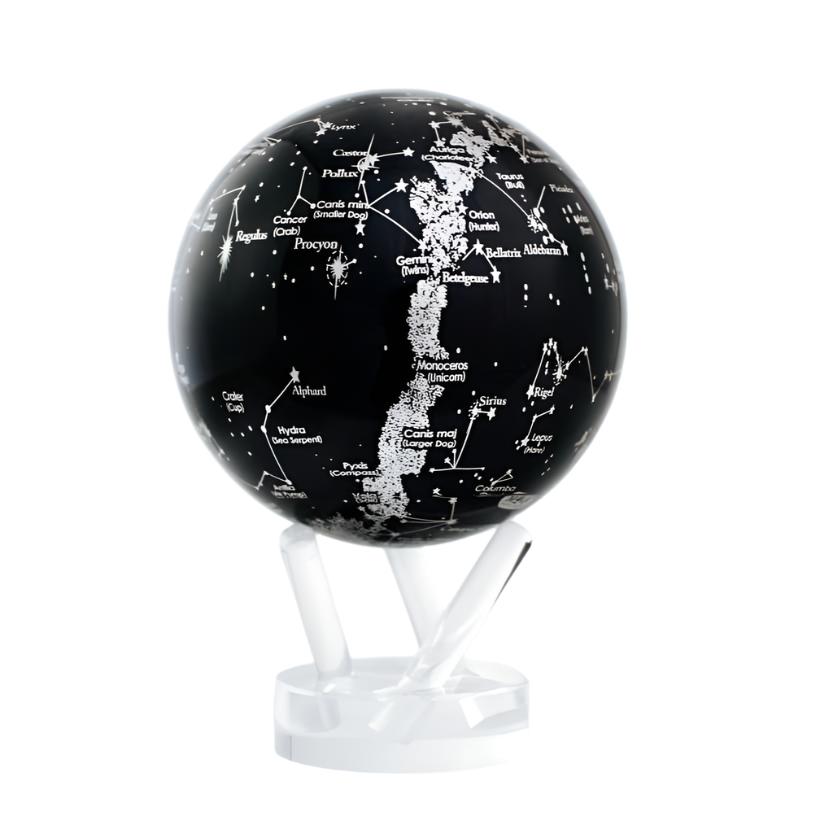 star chart on a globe that rotates