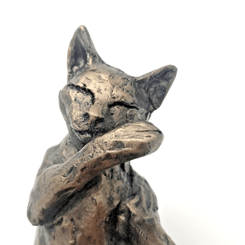 Frith - Muffin Cat Licking Its Paw Sculpture By Paul Jenkins