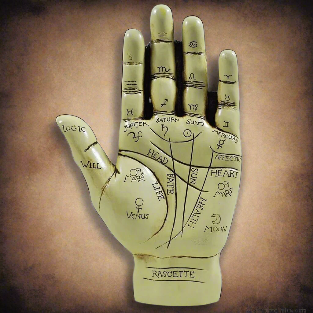 Palmistry Hand Ornament With Reading Instruction Booklet 19cm