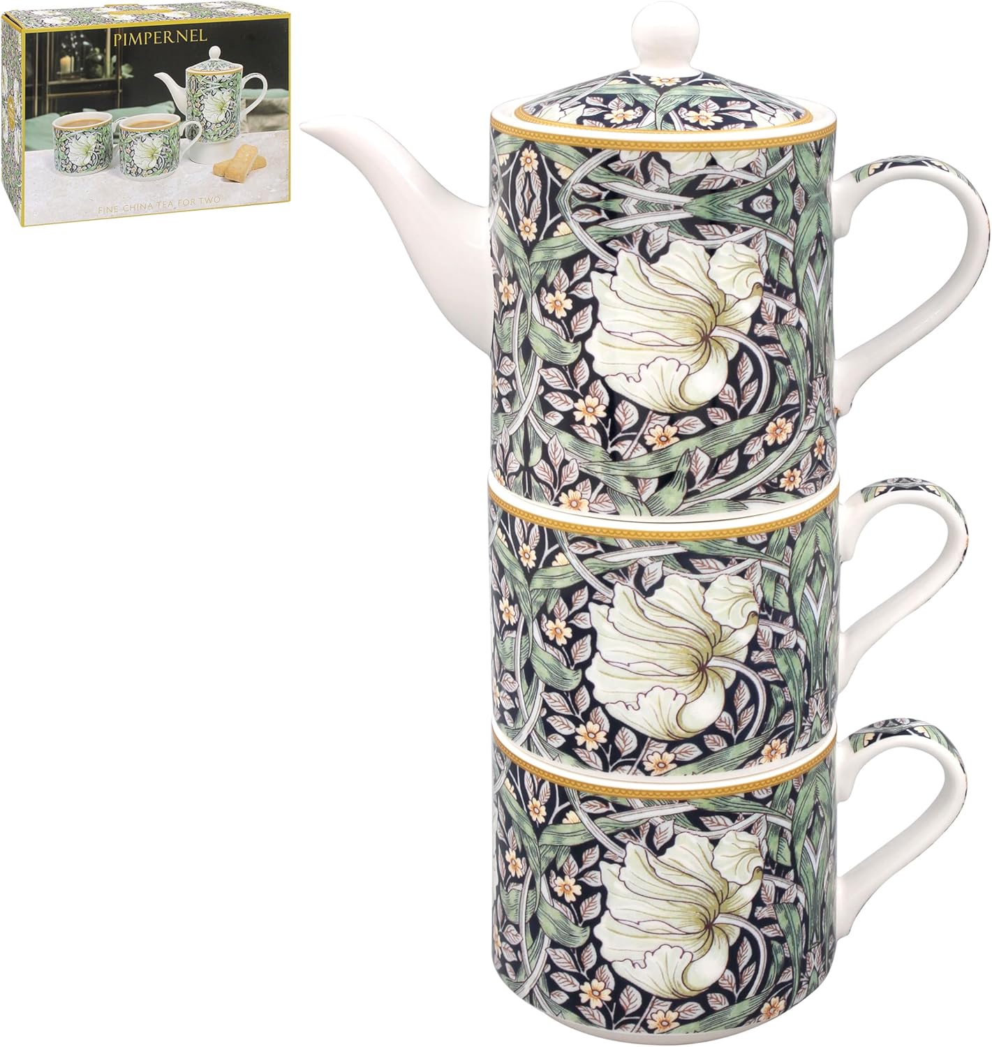 William Morris China Tea for 2 Set Pimpernel Pattern