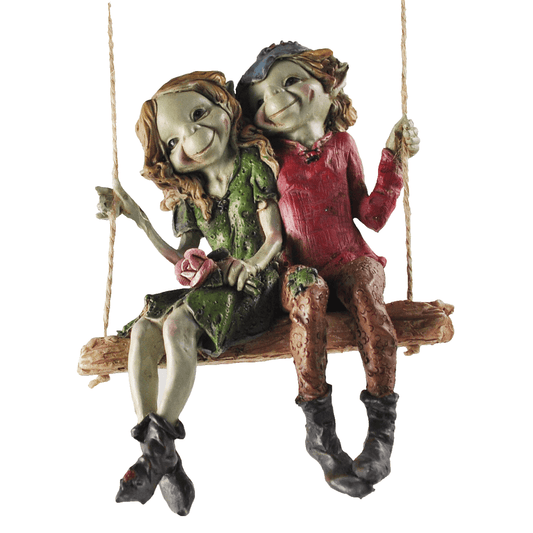Pixie Couple Hanging Swing Garden Decor Hanging Figurine
