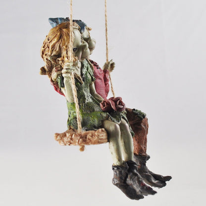 Pixie Couple Hanging Swing Garden Decor Hanging Figurine