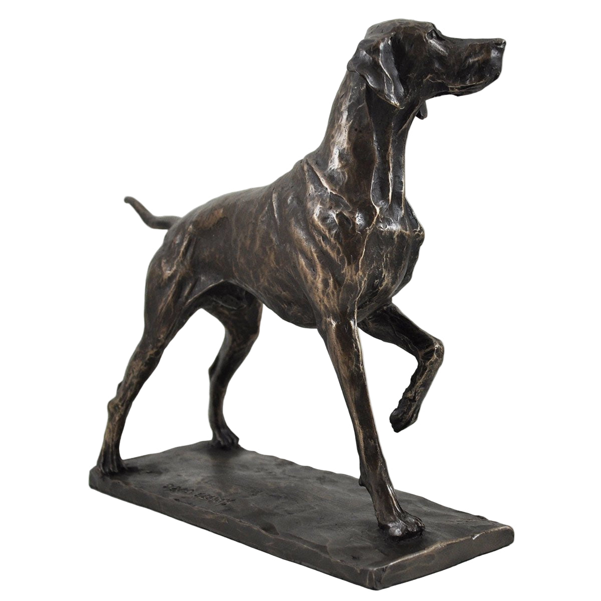 Pointer Dog Sculpture Signed David Geenty In Cold Cast Bronze