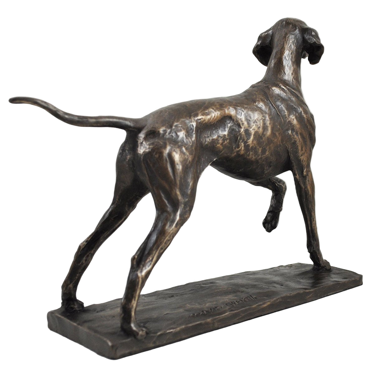 Pointer Dog Sculpture Signed David Geenty In Cold Cast Bronze