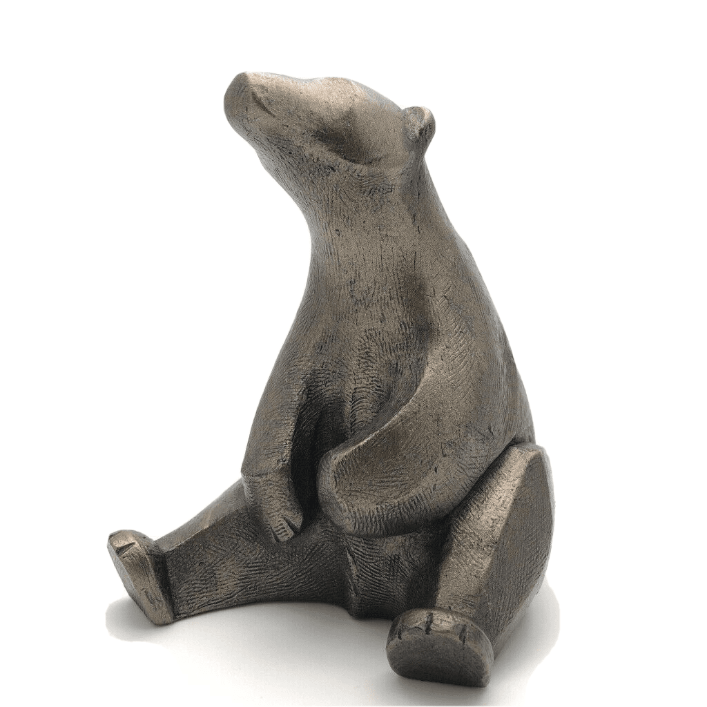 Frith Sitting Polar Bear In Cold Cast Bronze Art Doco Style Made In UK