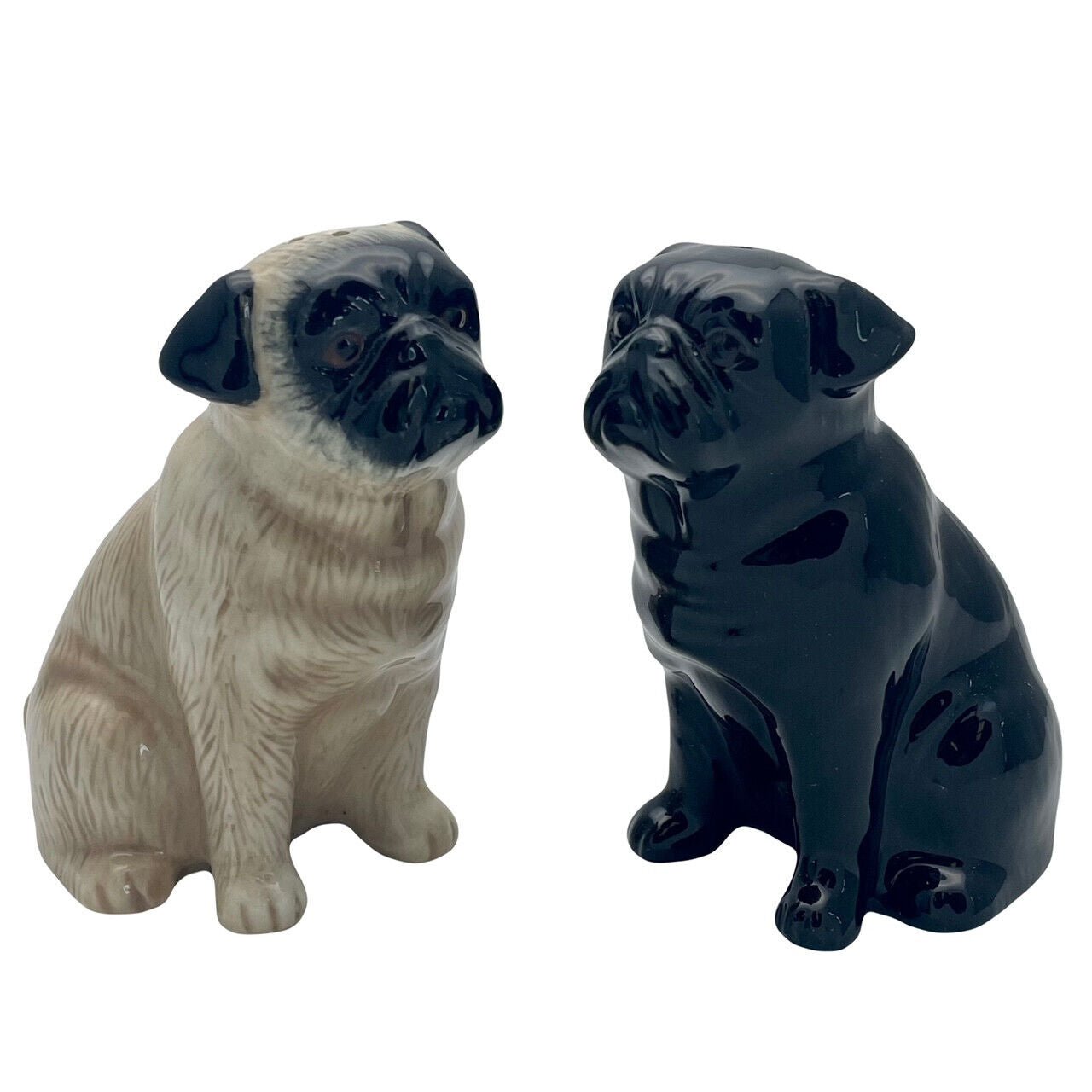 Pug Fawn & Black Salt & Pepper Shakers